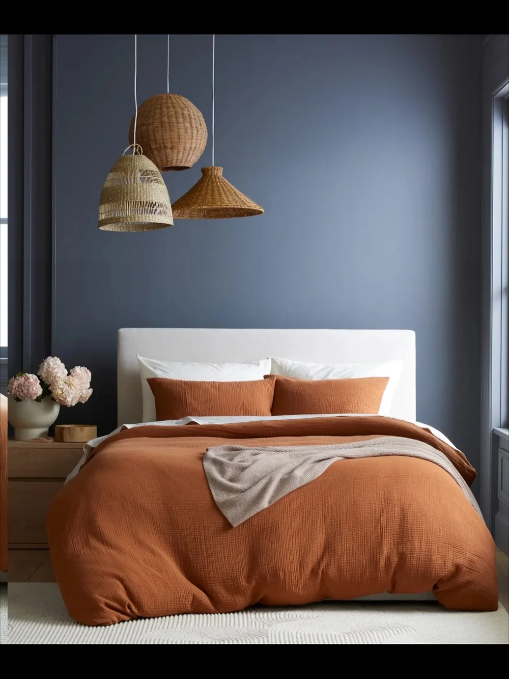 Quince Cotton Gauze Comforter Set in Terracotta King/Cal King